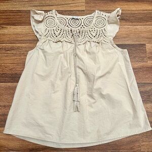 Cream boho tank with Crochet Detail